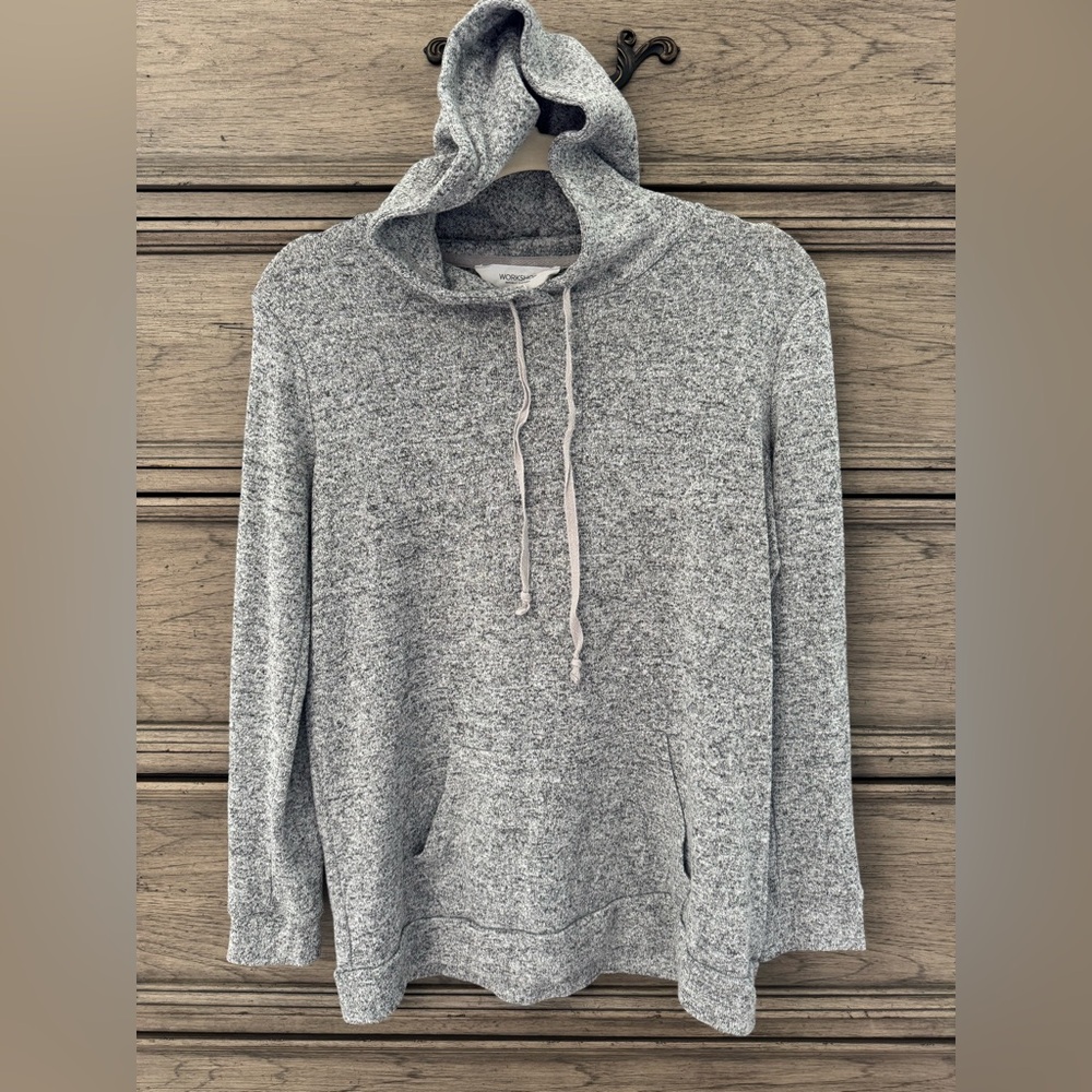 Workshop Republic Clothing Heather Gray Hoodie Sweater EUC Size Small Black Hood